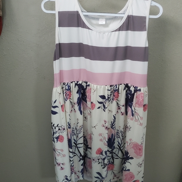 Penelope Plum Sundress, Grey, White & Buttercream - Picture 1 of 2